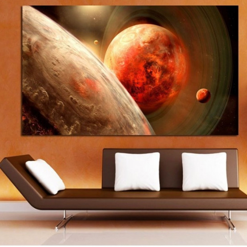 Πίνακας σε καμβά με διάστημα με Κρόνο και δορυφόρους